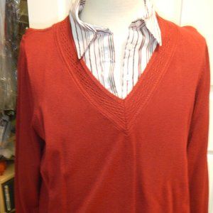 Vneck Sweater with faux shirt